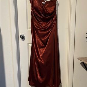 Elegant Satin Evening Dress in Rich Brown